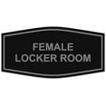 thumbnail image 1 of Signs ByLITA Fancy Female Locker Room Sign - Laser-Engraved Lettering | Durable ABS Plastic | Vibrant Colors | Powerful Foam Tape (Black / Silver) - Large, 1 of 2