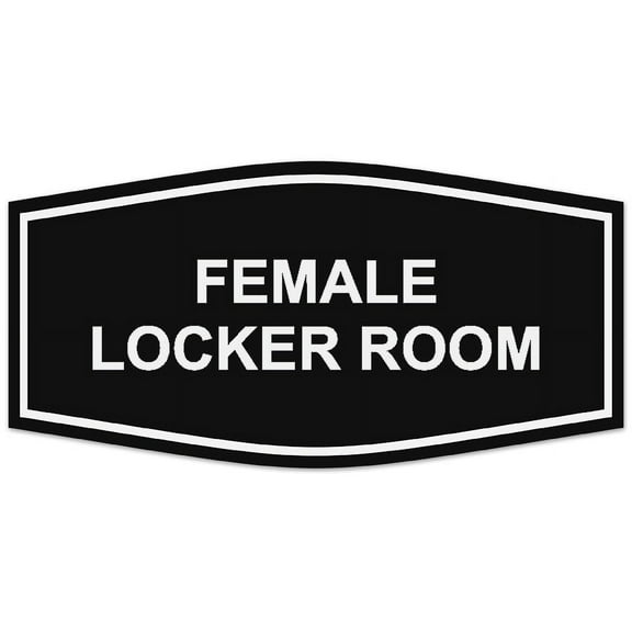 Signs ByLITA Fancy Female Locker Room Sign - Laser-Engraved Lettering | Durable ABS Plastic | Vibrant Colors | Powerful Foam Tape (Black) - Small