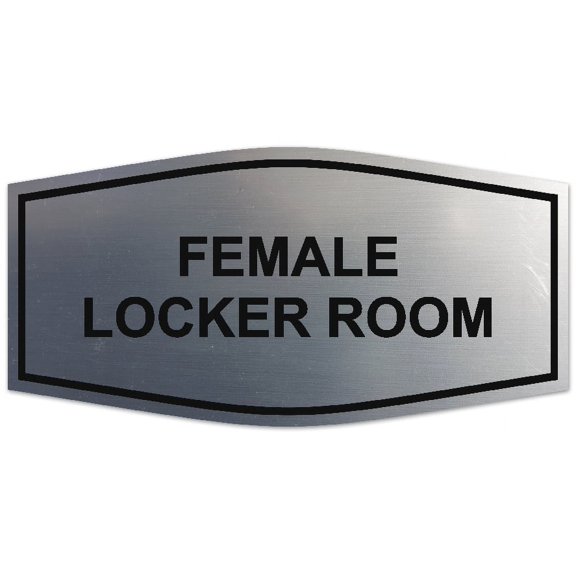 Signs ByLITA Fancy Female Locker Room Sign - Laser-Engraved Lettering | Durable ABS Plastic | Vibrant Colors | Powerful Foam Tape (Brushed Silver) - Small