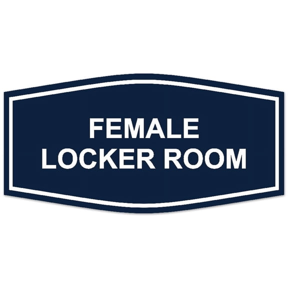 Signs ByLITA Fancy Female Locker Room Sign - Laser-Engraved Lettering | Durable ABS Plastic | Vibrant Colors | Powerful Foam Tape (Navy Blue / White) - Large