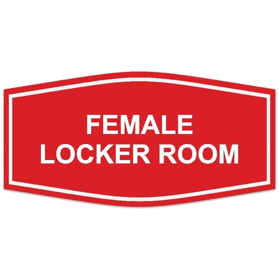 Signs ByLITA Fancy Female Locker Room Sign - Laser-Engraved Lettering | Durable ABS Plastic | Vibrant Colors | Powerful Foam Tape (Red) - Large