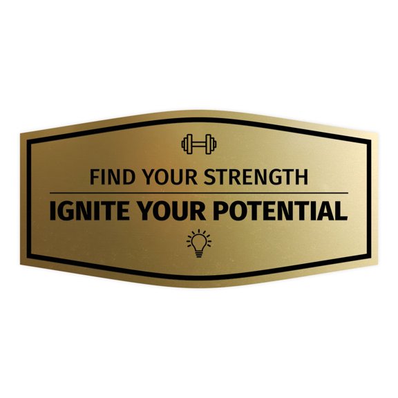 Signs ByLITA Fancy Find Your Strength, Ignite Your Potential Durable ABS Plastic | Laser Engraved | Easy Installation | Elegant Design Sign (Brushed Gold) - Small