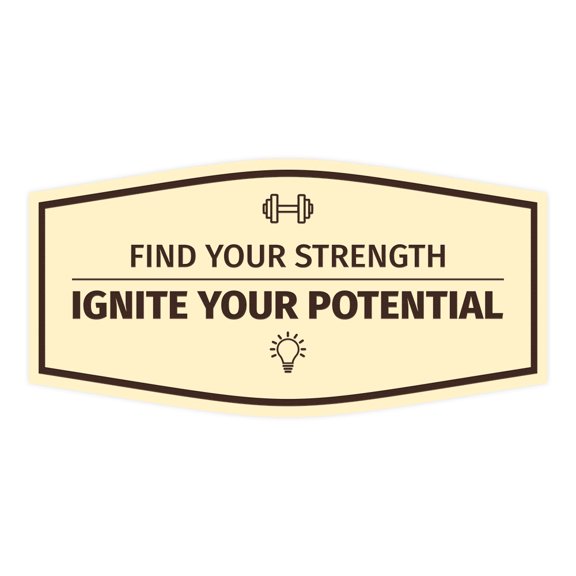 Signs ByLITA Fancy Find Your Strength, Ignite Your Potential Durable ABS Plastic | Laser Engraved | Easy Installation | Elegant Design Sign (Ivory/Dark Brown) - Small
