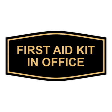 Signs ByLITA Fancy First Aid Kit in Office Sign (Black Gold) - Large