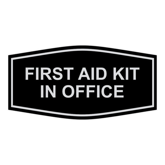 Signs ByLITA Fancy First Aid Kit in Office Sign (Black / Silver) - Small