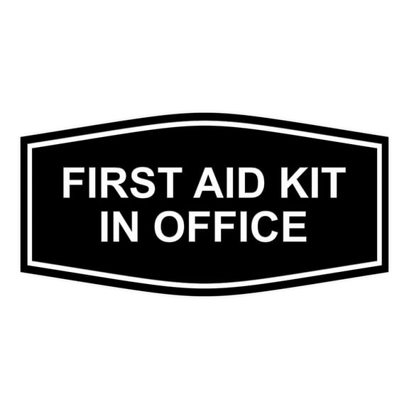 Signs ByLITA Fancy First Aid Kit in Office Sign (Black) - Small