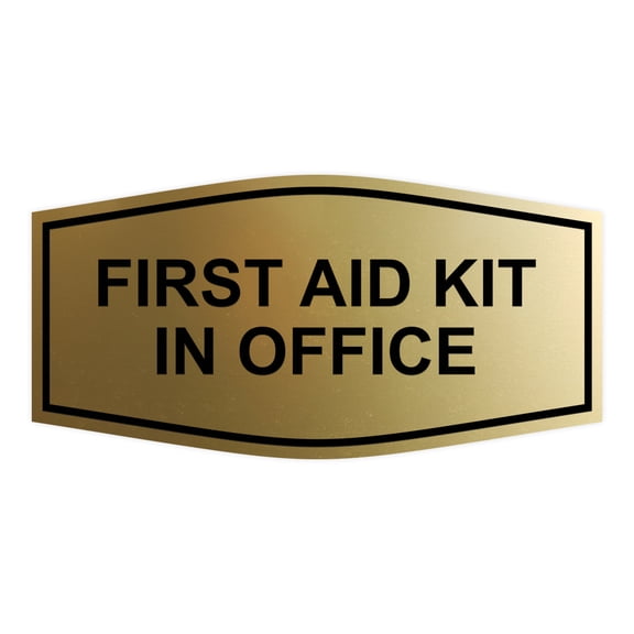 Signs ByLITA Fancy First Aid Kit in Office Sign (Brushed Gold) - Large