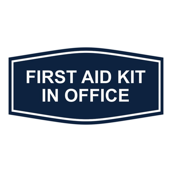 Signs ByLITA Fancy First Aid Kit in Office Sign (Navy Blue / White) - Large