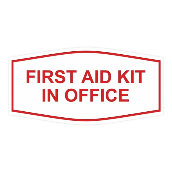 Signs ByLITA Fancy First Aid Kit in Office Sign (White/Red) - Small