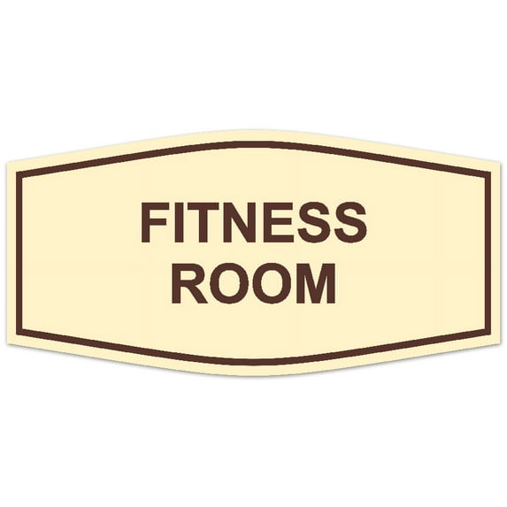 Signs ByLITA Fancy Fitness Room Sign - Laser-Engraved Lettering | Durable ABS Plastic | Vibrant Colors | Powerful Foam Tape (Ivory/Dark Brown) - Small
