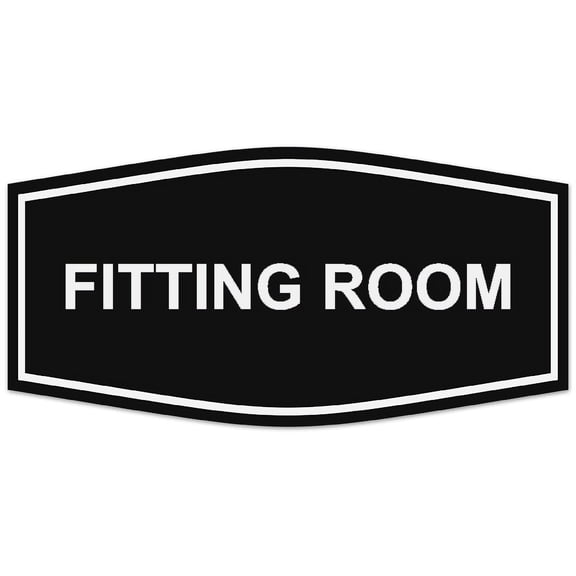 Signs ByLITA Fancy Fitting Room Sign - Laser-Engraved Lettering | Durable ABS Plastic | Vibrant Colors | Powerful Foam Tape (Black) - Small