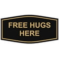 thumbnail image 1 of Signs ByLITA Fancy Free Hugs Here Sign - Laser-Engraved Lettering | Durable ABS Plastic | Vibrant Colors | Powerful Foam Tape (Black /Gold) - Small, 1 of 2