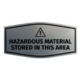 thumbnail image 1 of Signs ByLITA Fancy Hazardous Material Stored in this Area Durable ABS Plastic Laser Engraved Easy Installation Elegant Design Sign (Brushed Silver) - Large, 1 of 6