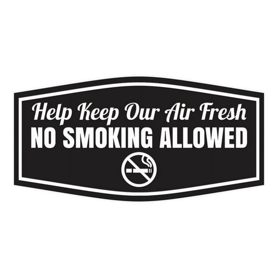 Signs ByLITA Fancy Help Keep Our Air Fresh: No Smoking Allowed Easy Installation | Durable Construction | Barbers | Grooming and Styling | Hair Sign (Black) - Small