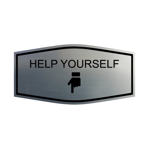 Signs ByLITA Fancy Help Yourself Indoors Decoration Sign (Brushed Silver) - Large