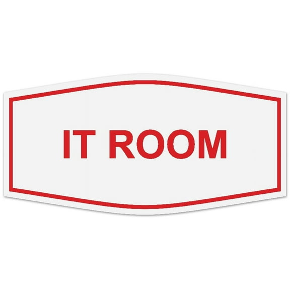 Signs ByLITA Fancy IT Room Sign - Laser-Engraved Lettering | Durable ABS Plastic | Vibrant Colors | Powerful Foam Tape (White/Red) - Large