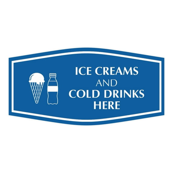Signs ByLITA Fancy Ice Creams and Cold Drinks Here Sign (Blue) - Large