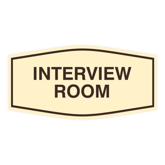 Signs ByLITA Fancy Interview Room Sign (Ivory/Dark Brown) - Small