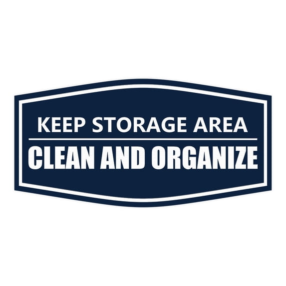 Signs ByLITA Fancy Keep Storage Area Clean and Organized Durable ABS Plastic Laser Engraved Easy Installation Elegant Design Sign (Navy Blue / White) - Small