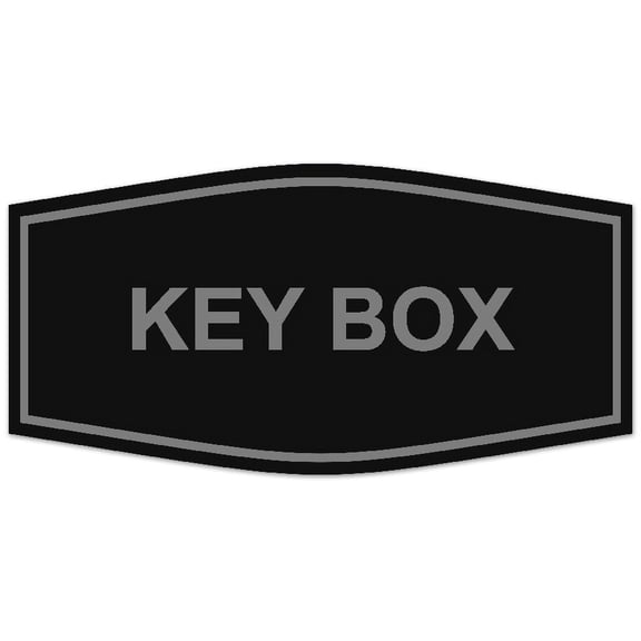 Signs ByLITA Fancy Key Box Sign - Laser-Engraved Lettering | Durable ABS Plastic | Vibrant Colors | Powerful Foam Tape (Black / Silver) - Small
