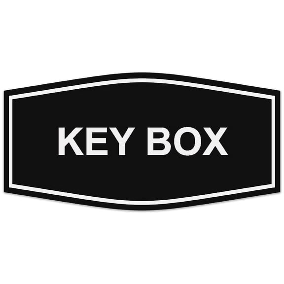 Signs ByLITA Fancy Key Box Sign - Laser-Engraved Lettering | Durable ABS Plastic | Vibrant Colors | Powerful Foam Tape (Black) - Small