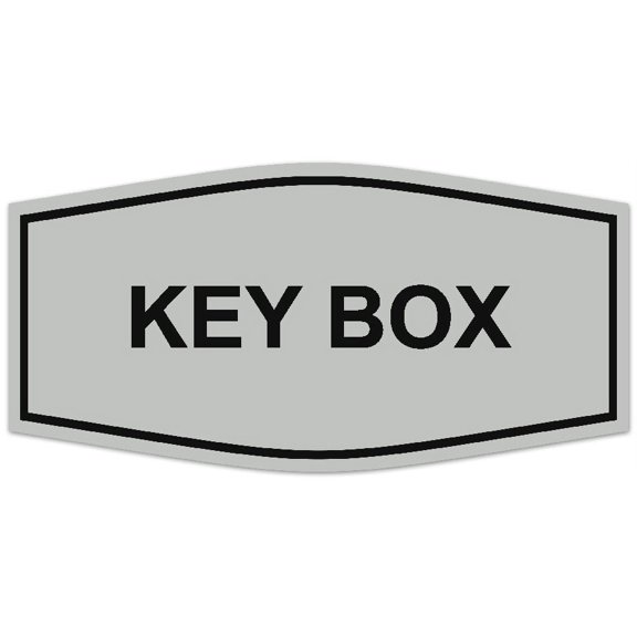 Signs ByLITA Fancy Key Box Sign - Laser-Engraved Lettering | Durable ABS Plastic | Vibrant Colors | Powerful Foam Tape (Lt Gray) - Small