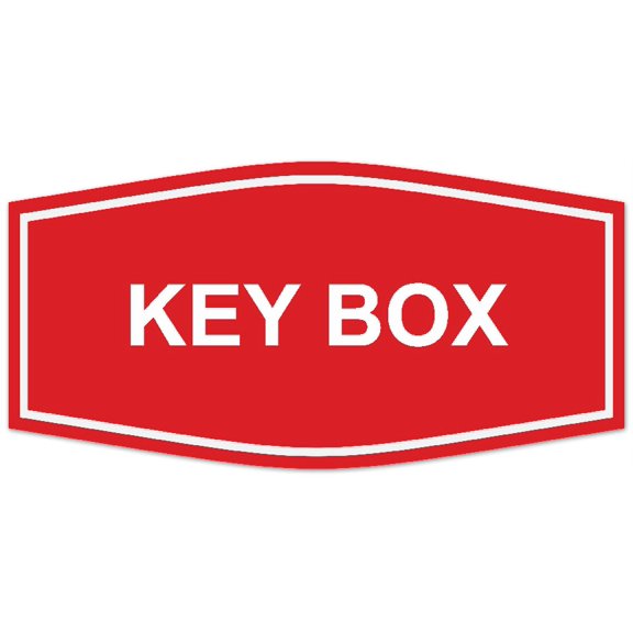 Signs ByLITA Fancy Key Box Sign - Laser-Engraved Lettering | Durable ABS Plastic | Vibrant Colors | Powerful Foam Tape (Red) - Small