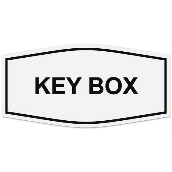 Signs ByLITA Fancy Key Box Sign - Laser-Engraved Lettering | Durable ABS Plastic | Vibrant Colors | Powerful Foam Tape (White) - Small