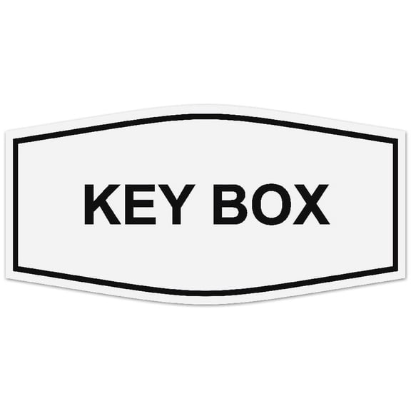 Signs ByLITA Fancy Key Box Sign - Laser-Engraved Lettering | Durable ABS Plastic | Vibrant Colors | Powerful Foam Tape (White) - Small