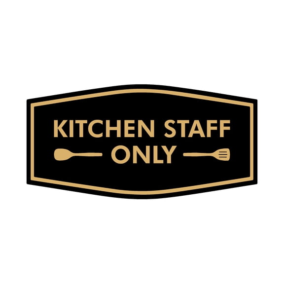 Signs ByLITA Fancy Kitchen Staff Only Spatula Graphic Sign (Black Gold) - Medium