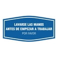 thumbnail image 1 of Signs ByLITA Fancy Lavarse Las Manos Antes de Empezar A Trabajar Por Favor Sign (Blue) - Medium, 1 of 8