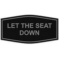 thumbnail image 1 of Signs ByLITA Fancy Let The Seat Down Sign - Laser-Engraved Lettering | Durable ABS Plastic | Vibrant Colors | Powerful Foam Tape (Black / Silver) - Large, 1 of 2