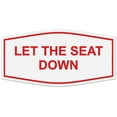 thumbnail image 1 of Signs ByLITA Fancy Let The Seat Down Sign - Laser-Engraved Lettering | Durable ABS Plastic | Vibrant Colors | Powerful Foam Tape (White/Red) - Large, 1 of 2
