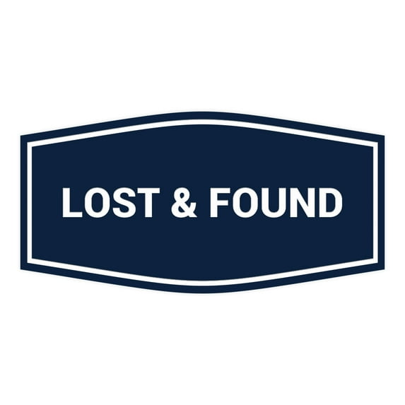 Signs ByLITA Fancy Lost & Found Sign (Navy Blue / White) - Medium