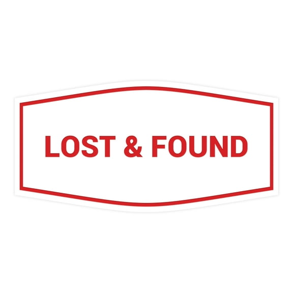 Signs ByLITA Fancy Lost & Found Sign (White/Red) - Large