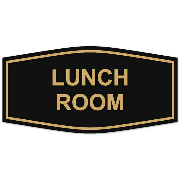 Signs ByLITA Fancy Lunch Room Sign - Laser-Engraved Lettering | Durable ABS Plastic | Vibrant Colors | Powerful Foam Tape (Black Gold) - Medium