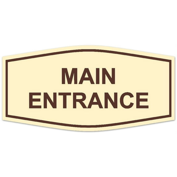 Signs ByLITA Fancy Main Entrance Sign - Laser-Engraved Lettering | Durable ABS Plastic | Vibrant Colors | Powerful Foam Tape (Ivory/Dark Brown) - Medium
