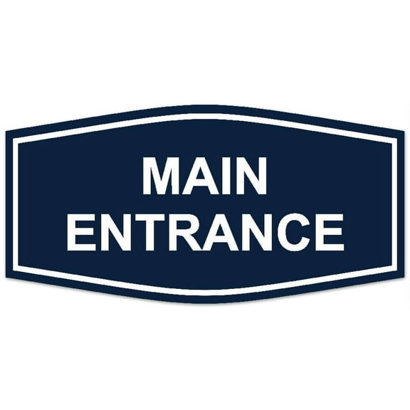 Signs ByLITA Fancy Main Entrance Sign - Laser-Engraved Lettering | Durable ABS Plastic | Vibrant Colors | Powerful Foam Tape (Navy Blue / White) - Large