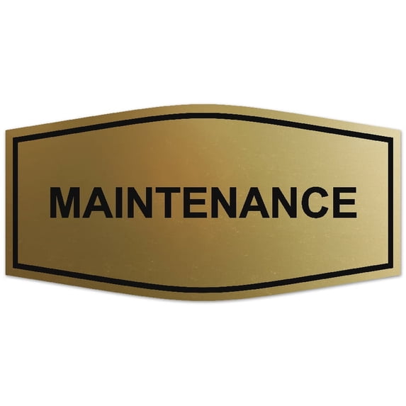 Signs ByLITA Fancy Maintenance Sign - Laser-Engraved Lettering | Durable ABS Plastic | Vibrant Colors | Powerful Foam Tape (Brushed Gold) - Medium