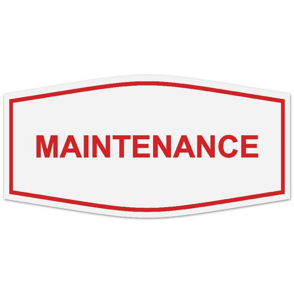 Signs ByLITA Fancy Maintenance Sign - Laser-Engraved Lettering | Durable ABS Plastic | Vibrant Colors | Powerful Foam Tape (White/Red) - Large