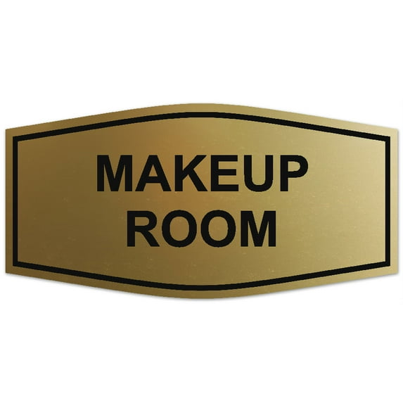 Signs ByLITA Fancy Makeup Room Sign - Laser-Engraved Lettering | Durable ABS Plastic | Vibrant Colors | Powerful Foam Tape (Brushed Gold) - Small