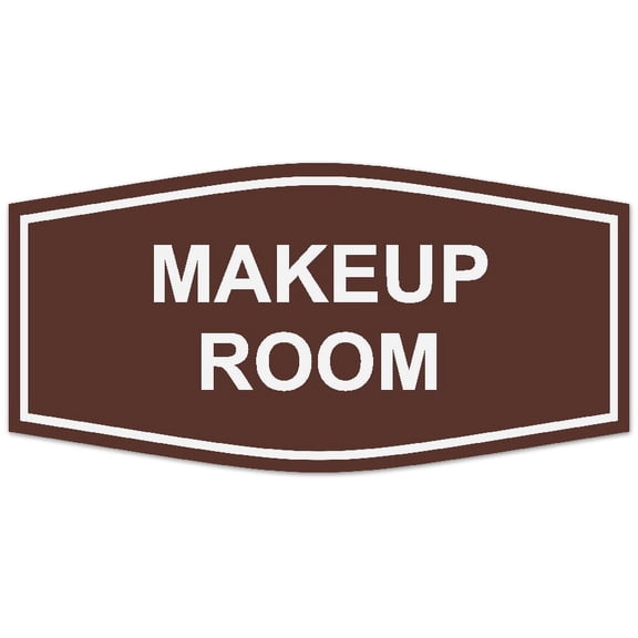 Signs ByLITA Fancy Makeup Room Sign - Laser-Engraved Lettering | Durable ABS Plastic | Vibrant Colors | Powerful Foam Tape (Dark Brown) - Small