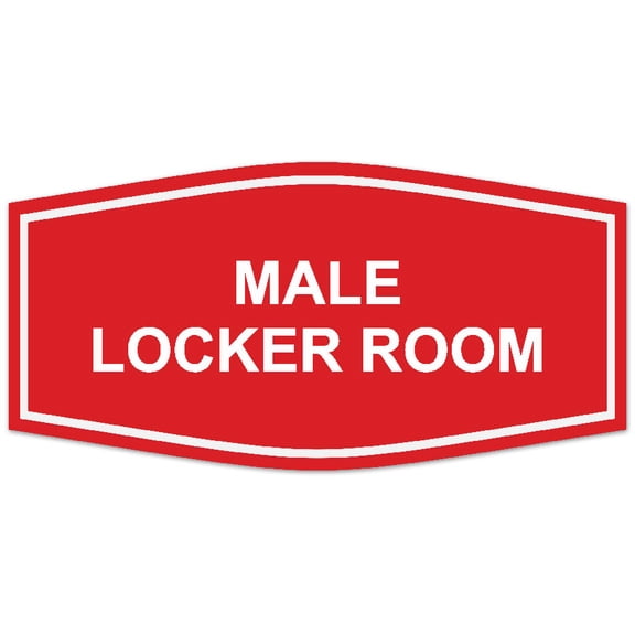 Signs ByLITA Fancy Male Locker Room Sign - Laser-Engraved Lettering | Durable ABS Plastic | Vibrant Colors | Powerful Foam Tape (Red) - Large
