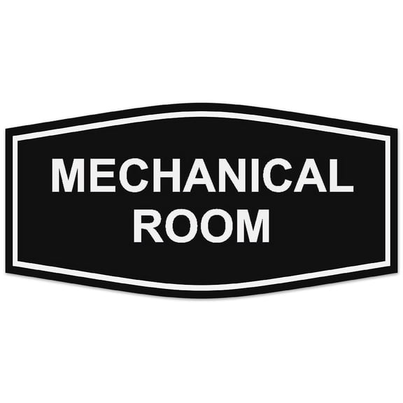 Signs ByLITA Fancy Mechanical Room Sign - Laser-Engraved Lettering | Durable ABS Plastic | Vibrant Colors | Powerful Foam Tape (Black) - Small