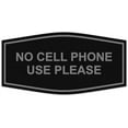 thumbnail image 1 of Signs ByLITA Fancy No Cell Phone Use Please Sign - Laser-Engraved Lettering | Durable ABS Plastic | Vibrant Colors | Powerful Foam Tape (Black / Silver) - Small, 1 of 2