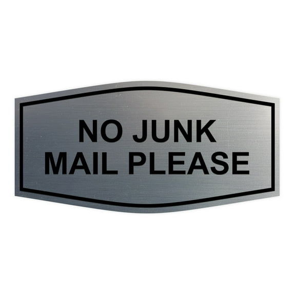 Signs ByLITA Fancy No Junk Mail Please Sign (Brushed Silver) - Large
