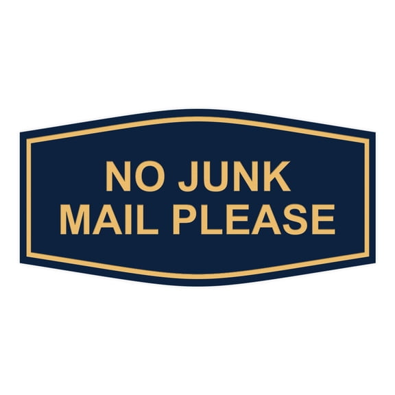 Signs ByLITA Fancy No Junk Mail Please Sign (Navy Blue/Gold) - Small