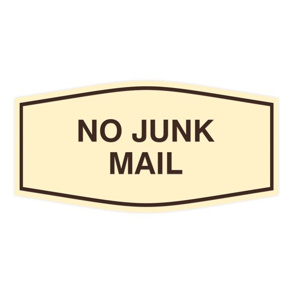 Signs ByLITA Fancy No Junk Mail Sign (Ivory/Dark Brown) - Small