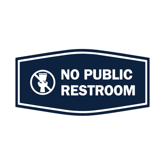 Signs ByLITA Fancy No Public Restroom Toilet Graphic Sign (Navy Blue / White) - Small