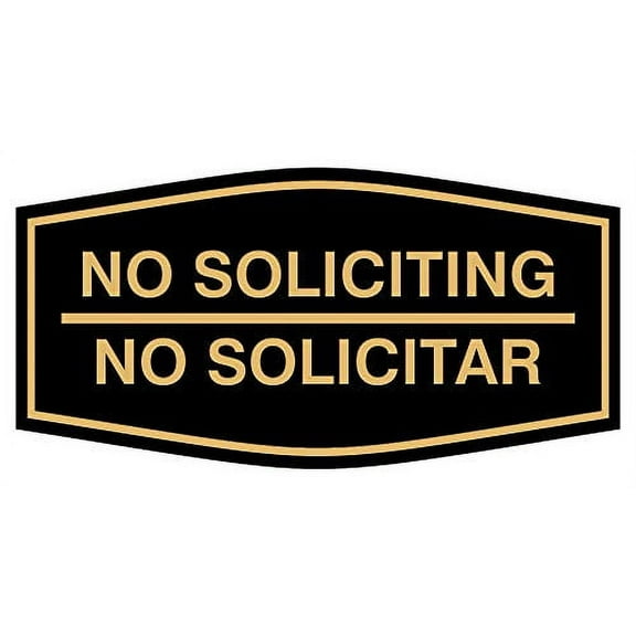 Signs ByLITA Fancy No Soliciting No Solicitar Sign (Black Gold) - Medium 10 Pack